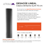 Desagüe Lineal Atrim Aqua Clásico 70 cm Acero Inoxidable Brillante - Imagen 3