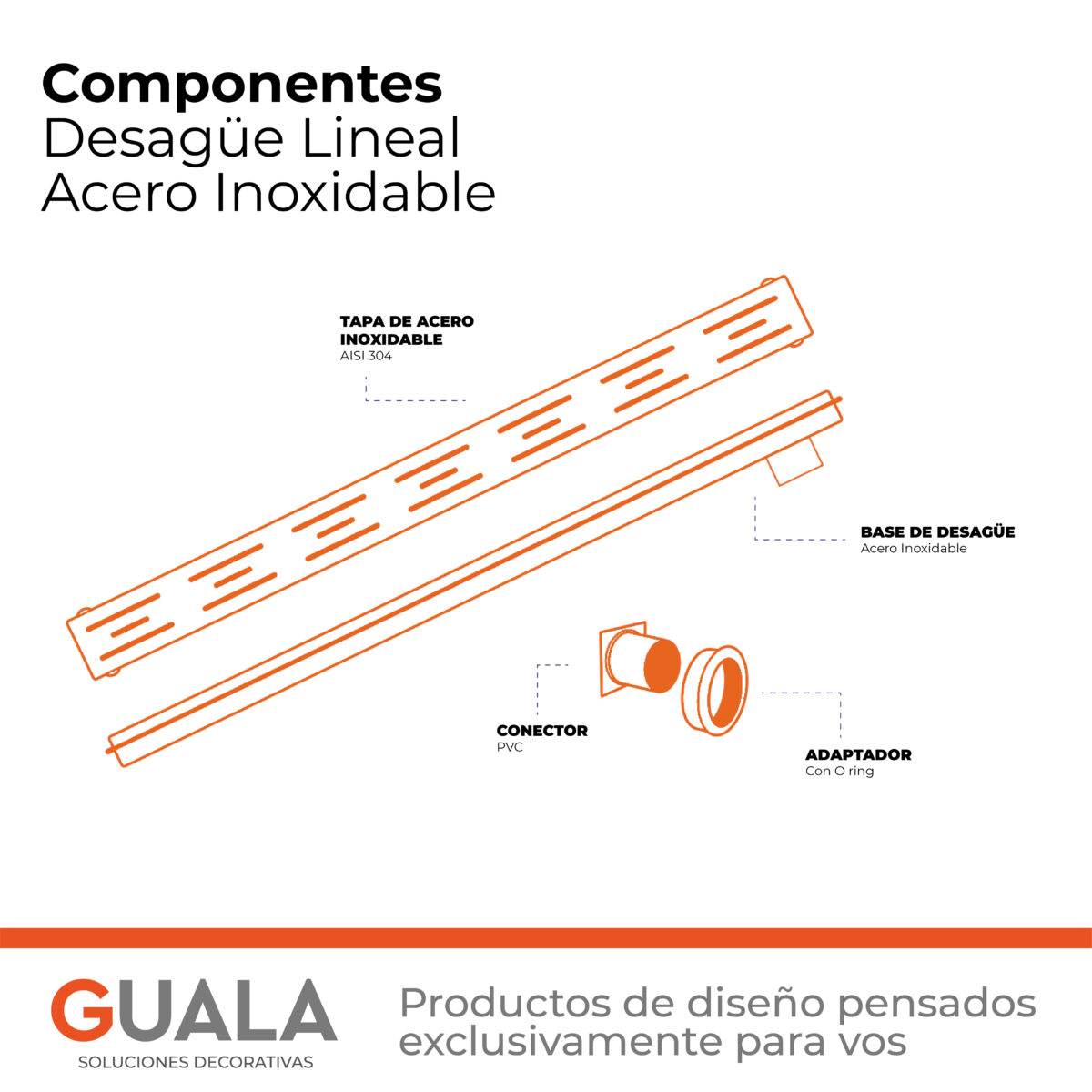 Desagüe Lineal Atrim Aqua Diagonal 70 cm Acero Inoxidable - Imagen 5