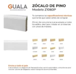 Zócalo de Pino Kflooring Moldurado Prepintado 69 mm Blanco - Imagen 2