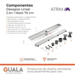Desagüe Lineal Atrim 2 en 1 Aqua 70 cm Acero Inoxidable Mate - Imagen 6