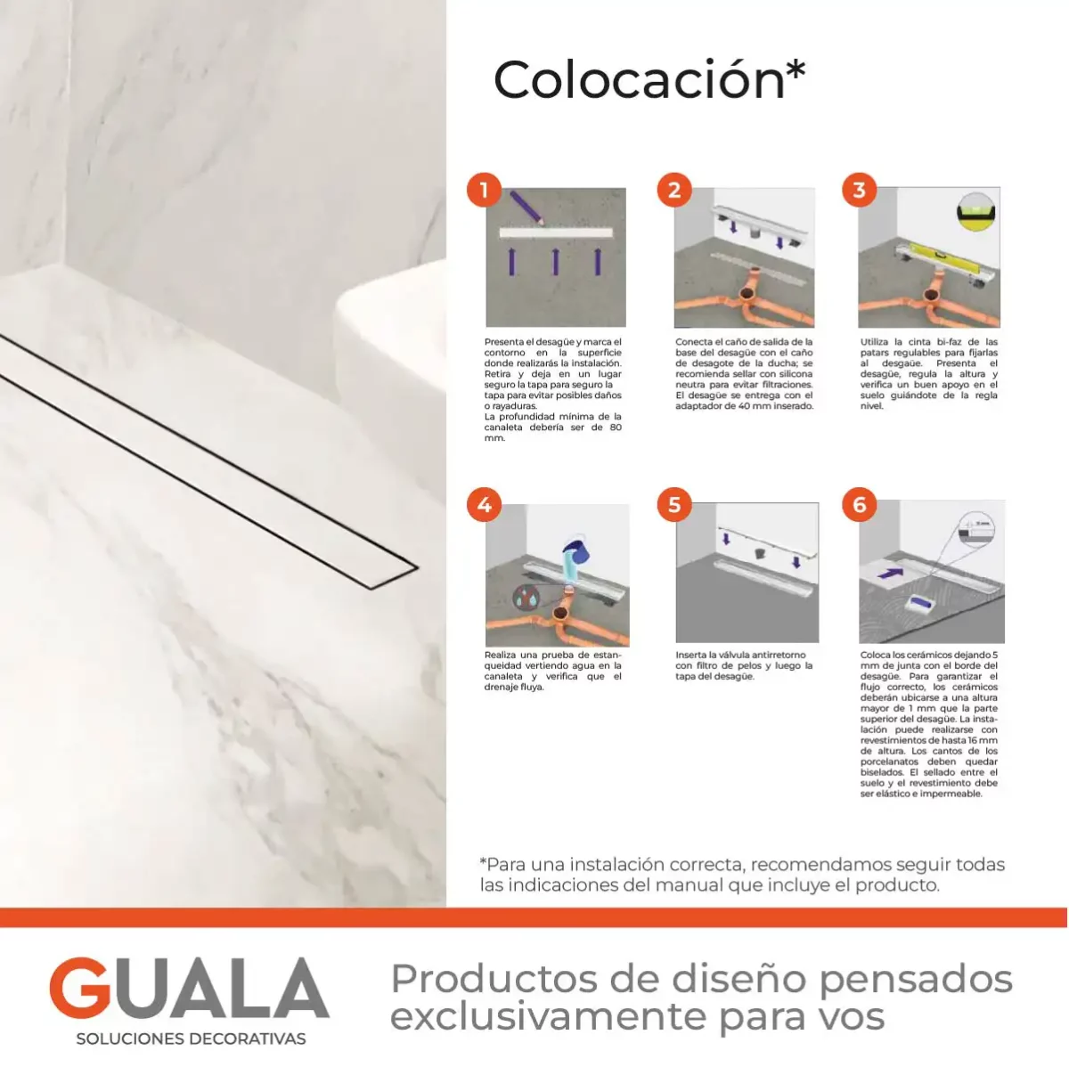 Desagüe Lineal Atrim 2 en 1 Aqua 70 cm Acero Inoxidable Mate - Imagen 8