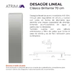 Desagüe Lineal Atrim Aqua Clásico 70 cm Acero Inoxidable Brillante - Imagen 5