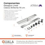 Desagüe Lineal Atrim Aqua Clásico 70 cm Acero Inoxidable Brillante - Imagen 7