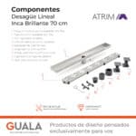 Desagüe Lineal Atrim Aqua Inca 70 cm Acero Inoxidable Brillante - Imagen 7