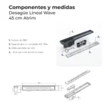 Desagüe Lineal Atrim Rio Wave 45 cm ABS y Acero Inoxidable Sin Acople - Imagen 5