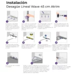 Desagüe Lineal Atrim Rio Wave 45 cm ABS y Acero Inoxidable Sin Acople - Imagen 6