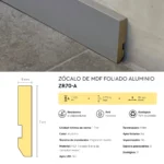 Zócalo Recto Foliado Aluminio Frigg 7cm MDF Madera Piso Pared 2.75m - Imagen 4