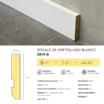 Zócalo Recto Foliado Blanco Frigg 7cm MDF Madera Piso Pared 2.75m - Imagen 4