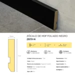 Zócalo Recto Foliado Negro Frigg 7cm MDF Madera Piso Pared 2.75m - Imagen 4