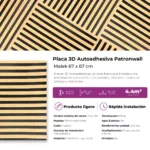 Pack x10 de Placas 3D Autoadhesivas Lifewall 67x67 cm Polietileno Expandido Patronwall Malek 4.4m² - Imagen 6