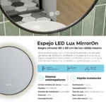 Espejo LED Circular Lux Negro MirrorOn 60x60 cm Luz Cálida - Imagen 8