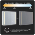 Botiquin para baño con Espejo LED Clas MirrorOn 80x70 cm Luz Cálida - Imagen 6
