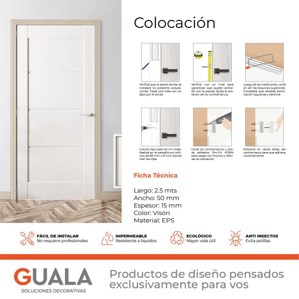 Contramarco Atrim Line 50 mm EPS PVC Visón Mate