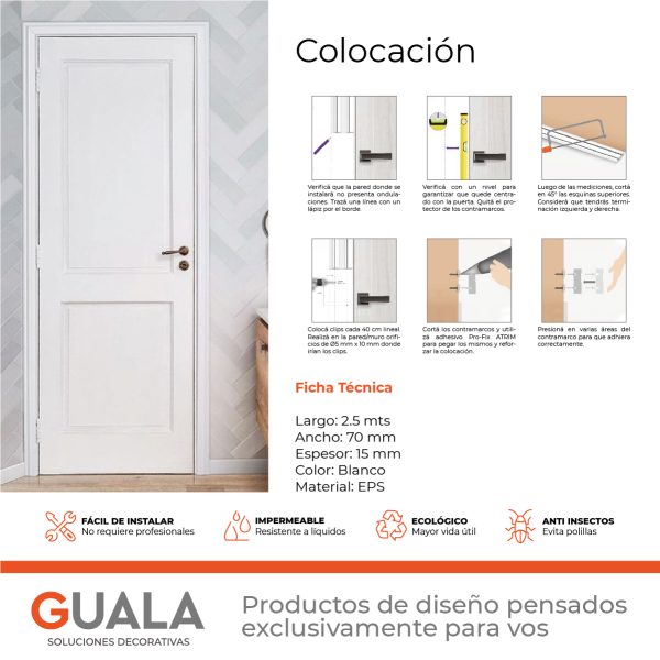 Contramarco Atrim Soft 70 mm EPS PVC Blanco Mate