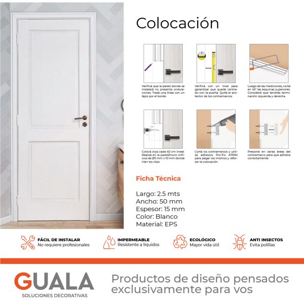 Contramarco Atrim Soft 50 mm EPS PVC Blanco Mate