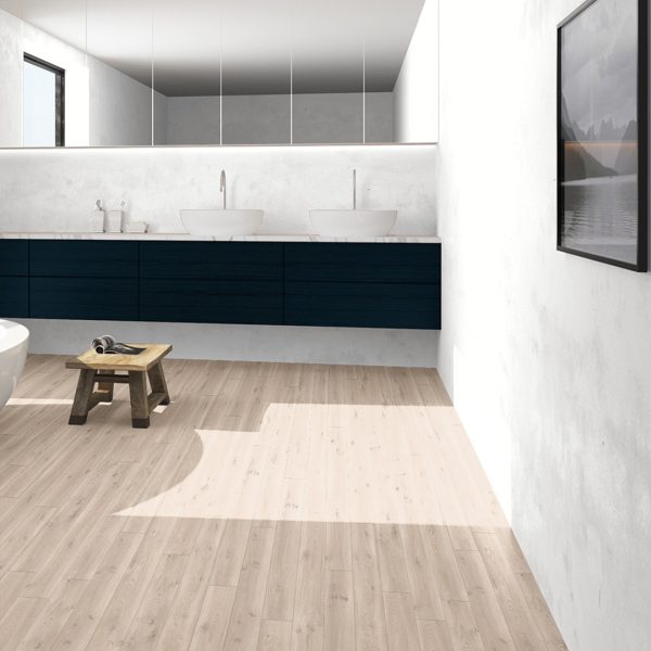 Piso Vinílico Kflooring Beige Claro AquaOne 4mm SPC Tránsito Comercial Moderado Click 2.71m²