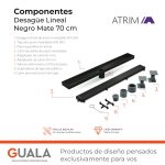 Desagüe Lineal Atrim Aqua Negro 70 cm Acero Inoxidable Mate
