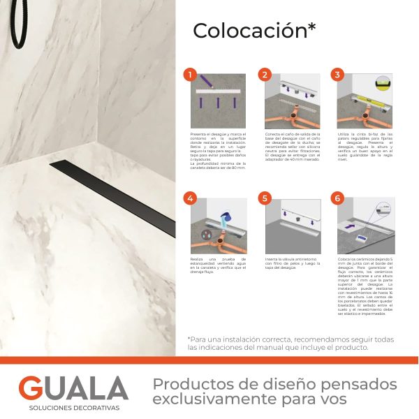 Desagüe Lineal Atrim Aqua Negro 70 cm Acero Inoxidable Mate