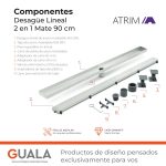 Desagüe Lineal Atrim 2 en 1 Aqua 90 cm Acero Inoxidable Mate