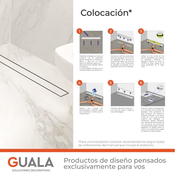 Desagüe Lineal Atrim 2 en 1 Aqua 90 cm Acero Inoxidable Mate