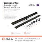 Desagüe Lineal Atrim Aqua Negro 90 cm Acero Inoxidable Mate