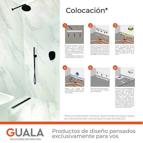 Desagüe Lineal Atrim Aqua Negro 90 cm Acero Inoxidable Mate
