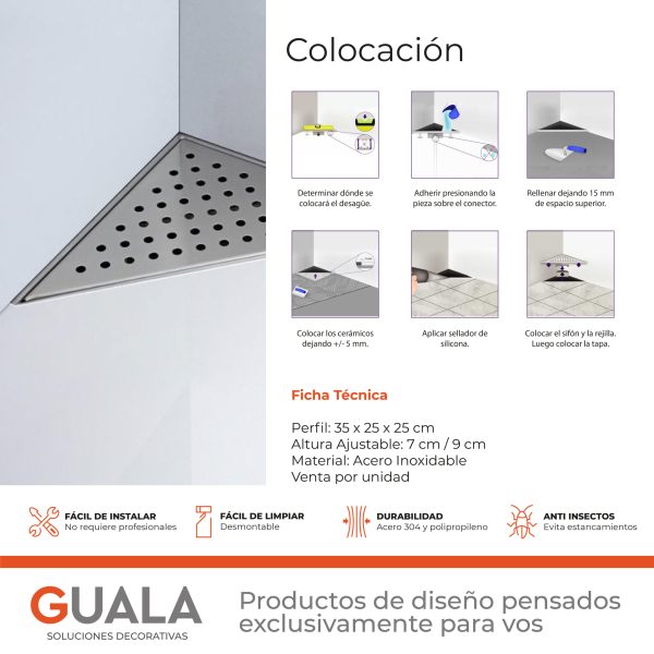 Desagüe Triangular Atrim Aqua Inca 25 cm Acero Inoxidable