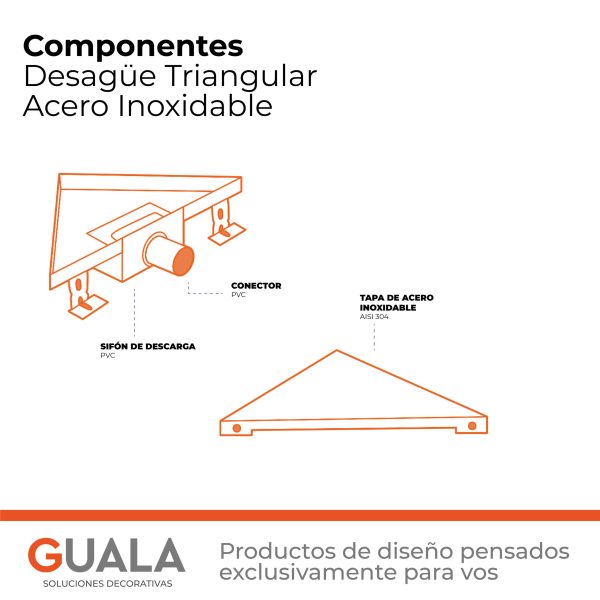 Desagüe Triangular Atrim Aqua Ceramic 25 cm Acero Inoxidable