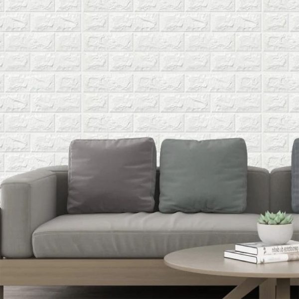 Placa 3D Autoadhesiva Classical Brick Blanco Revestimiento Lifewall 70x78 cm Pack x10