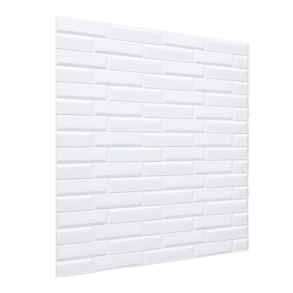 Placa 3D Autoadhesiva Oblique Brick Blanco Revestimiento Lifewall 70x78 cm Pack x10