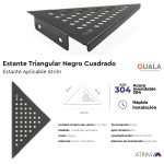 Estante Esquinero Triangular Cuadrado Atrim Aplicable Negro Mate 23 cm
