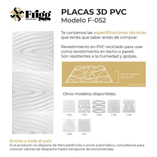 Placas 3D PVC Frigg 50x50 cm PVC Blanco