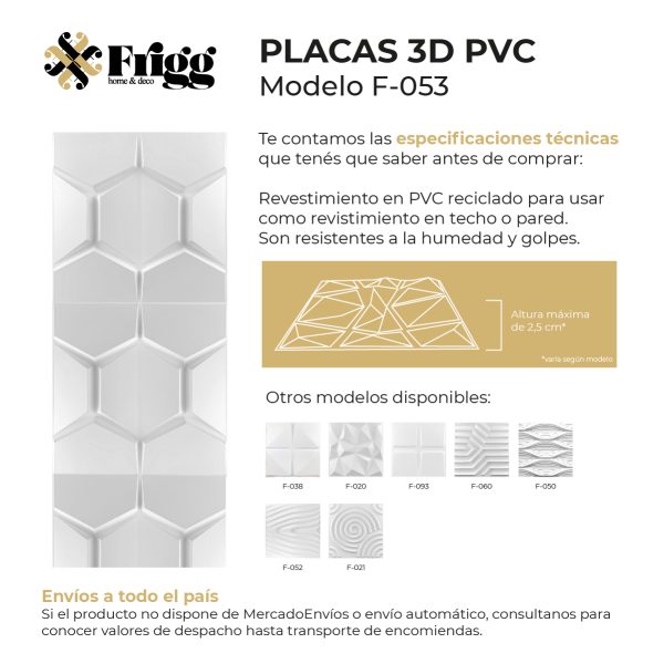 Placas 3D PVC Frigg 50x50 cm PVC Blanco