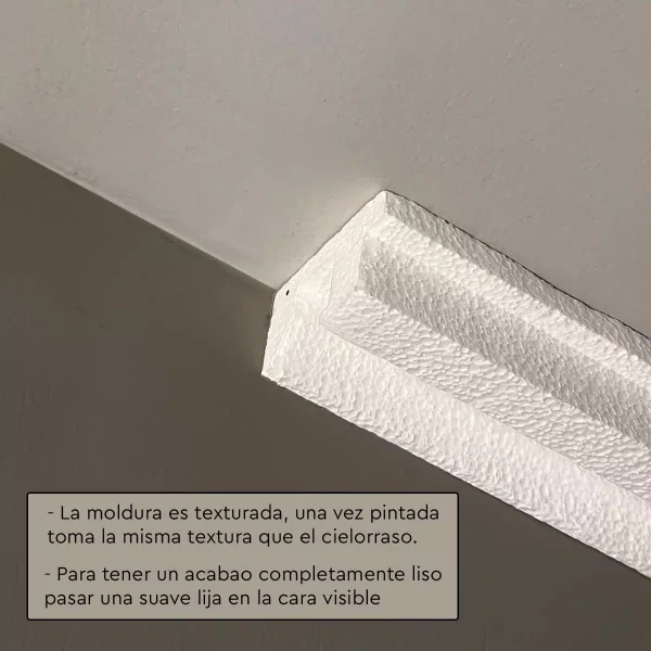 Moldura Decorativa 50x65 mm EPS Blanco Tira 2 m