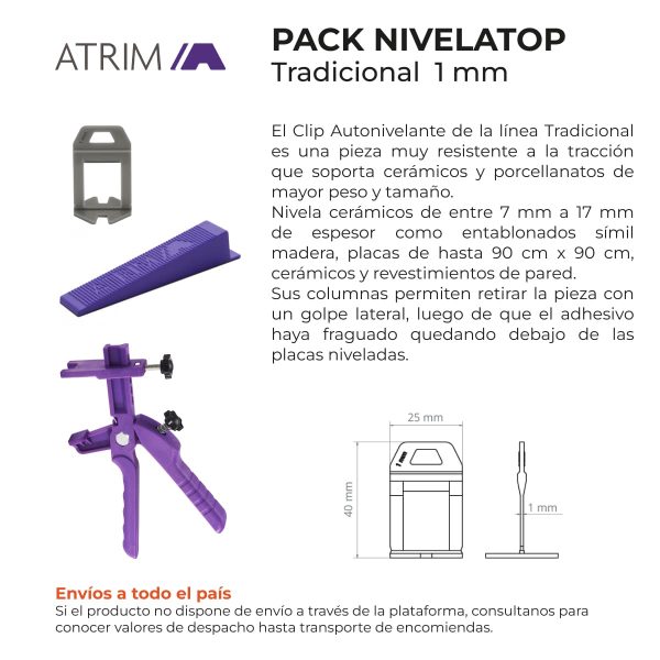 Kit de Nivelación Nivelatop Atrim Pinza, Cuña y Clip 1mm