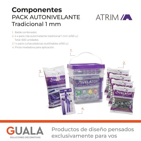 Kit de Nivelación Nivelatop Atrim Pinza, Cuña y Clip 1mm