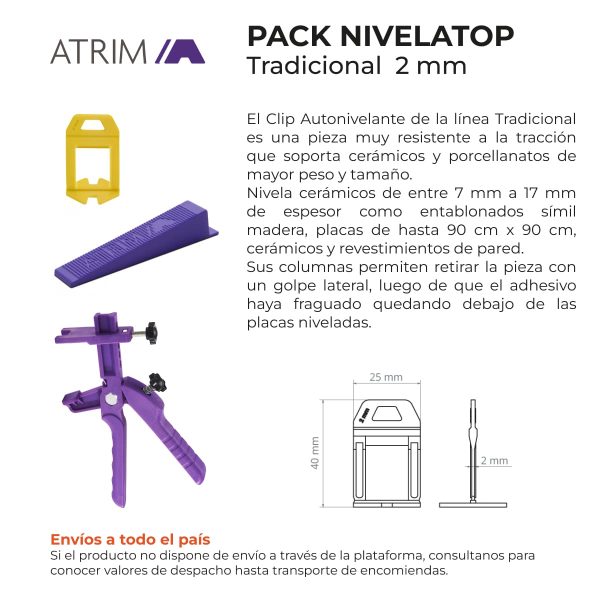 Kit de Nivelación Nivelatop Atrim Pinza, Cuña y Clip 2mm