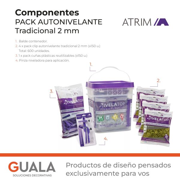 Kit de Nivelación Nivelatop Atrim Pinza, Cuña y Clip 2mm