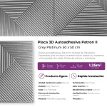 Placa 3D Autoadhesiva Patron II Grey Platinum 50x50 cm Revestimiento Lifewall Pack x5