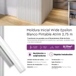 Terminación Inicial Revestimiento Wall Panel Atrim Wide Blanco Pintable EPS Mate 2.75 m
