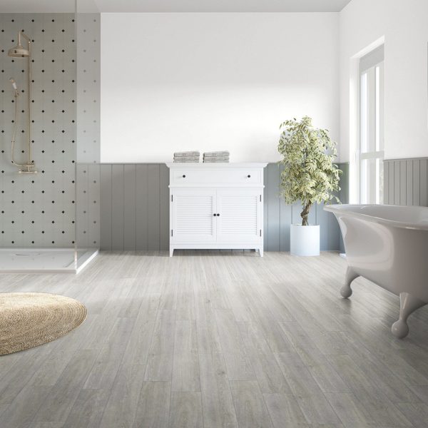 Piso Vinílico Kflooring Roble Gastado GluQuant 2.3 mm LVT Tránsito Comercial Pegable 4.51m²