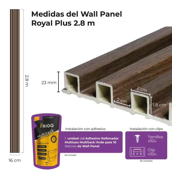 Revestimiento Wall Panel Royal Plus Bambu Mate PVC Lifewall 2.80 m