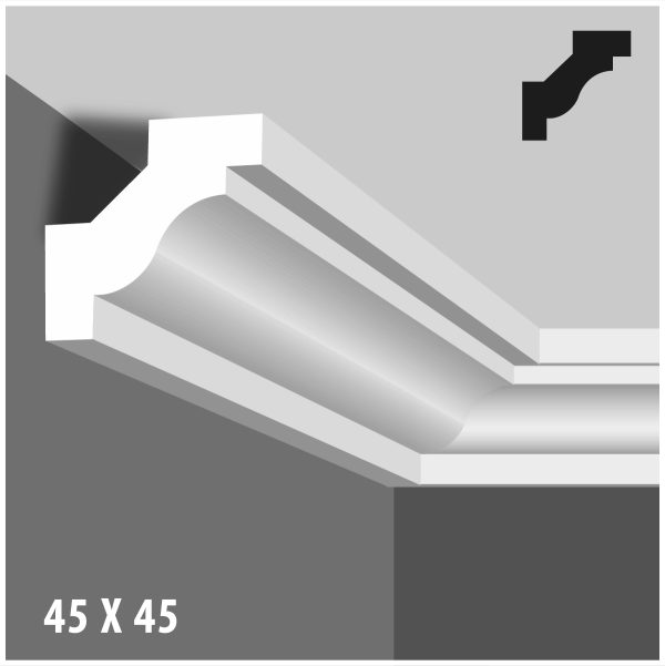 Moldura Decorativa 45x45 mm EPS Blanco Tira 2 m