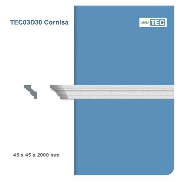 Moldura Decorativa 45x45 mm EPS Blanco Tira 2 m
