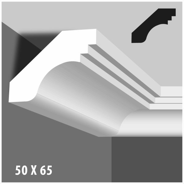 Moldura Decorativa 50x65 mm EPS Blanco Tira 2 m