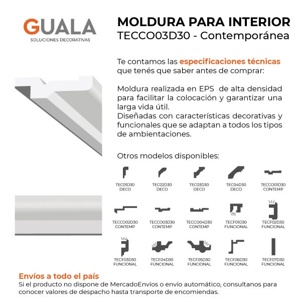 Moldura Contemporánea 24x90 mm EPS Blanco Tira 2 m