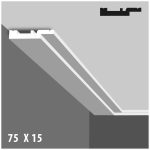 Moldura Contemporánea 15x75 mm EPS Blanco Tira 2 m