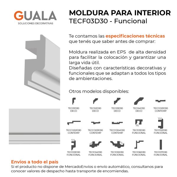 Moldura Funcional LED 140x58 mm EPS Blanco Tira 2 m
