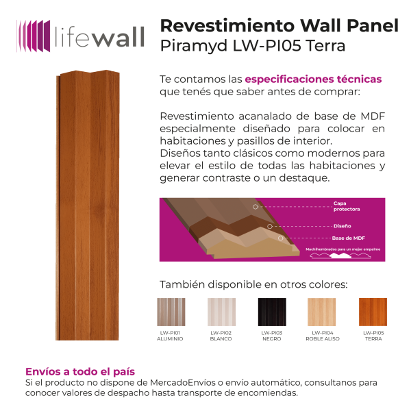 Revestimiento Wall Panel Lifewall Piramyd MDF Terra