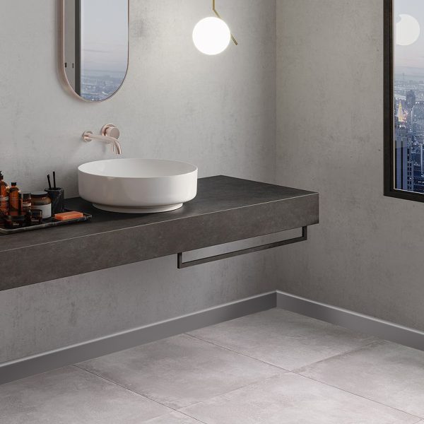 Zócalo Atenneas 60 mm MDF Foliado Aluminio Brillante Tira 2.75 m